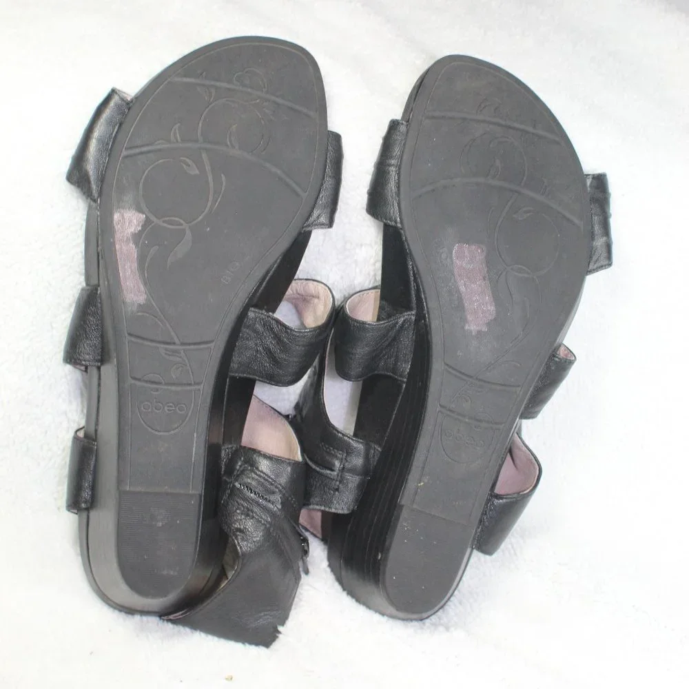 ABEO Women's Size 9 Black Leather ILLYSA BIOSystem Sandals EUC
